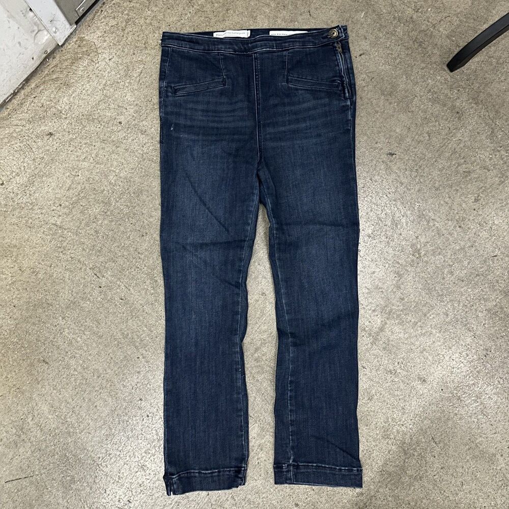 Pilcro Anthropologie High Rise Denim Leggings Jeans Dark Wash Side Zip Size 29